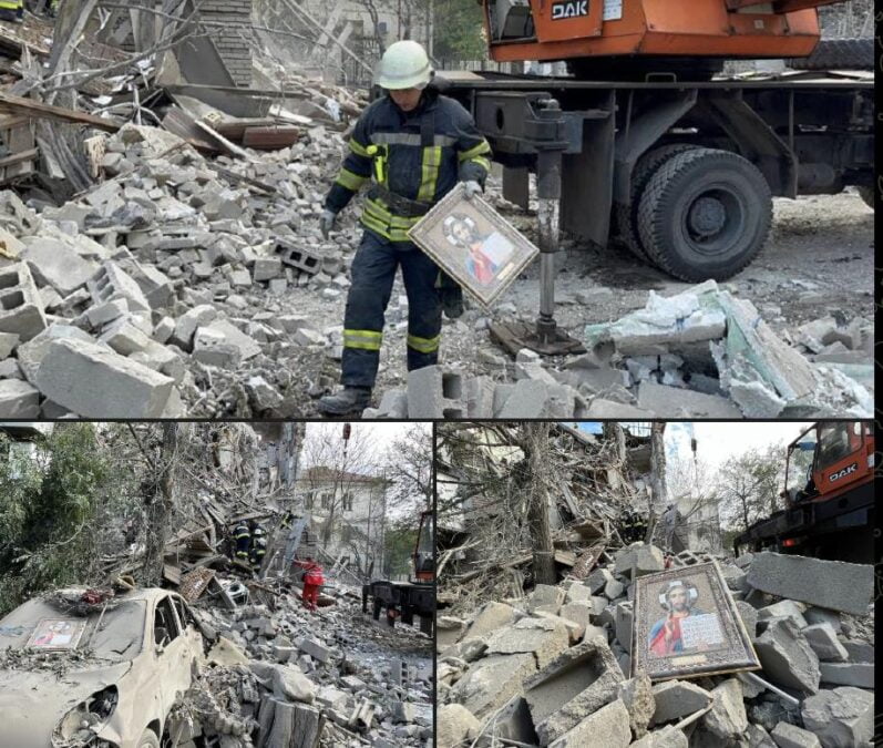Рятувальники показали ікону, яку під час обстрілу Запоріжжя викинуло вибуховою хвилею з квартири (фото)