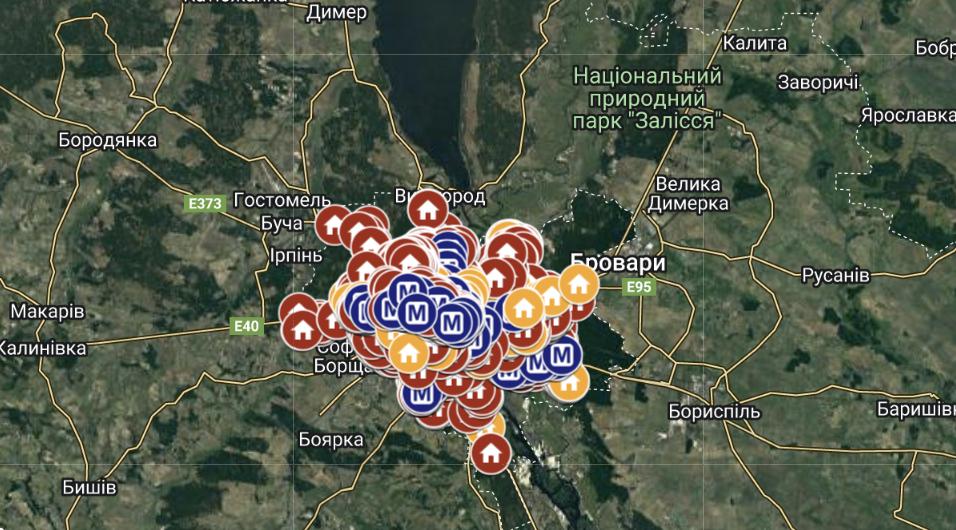 У мережі опублікована карта всіх відкритих бомбосховищ в Києві