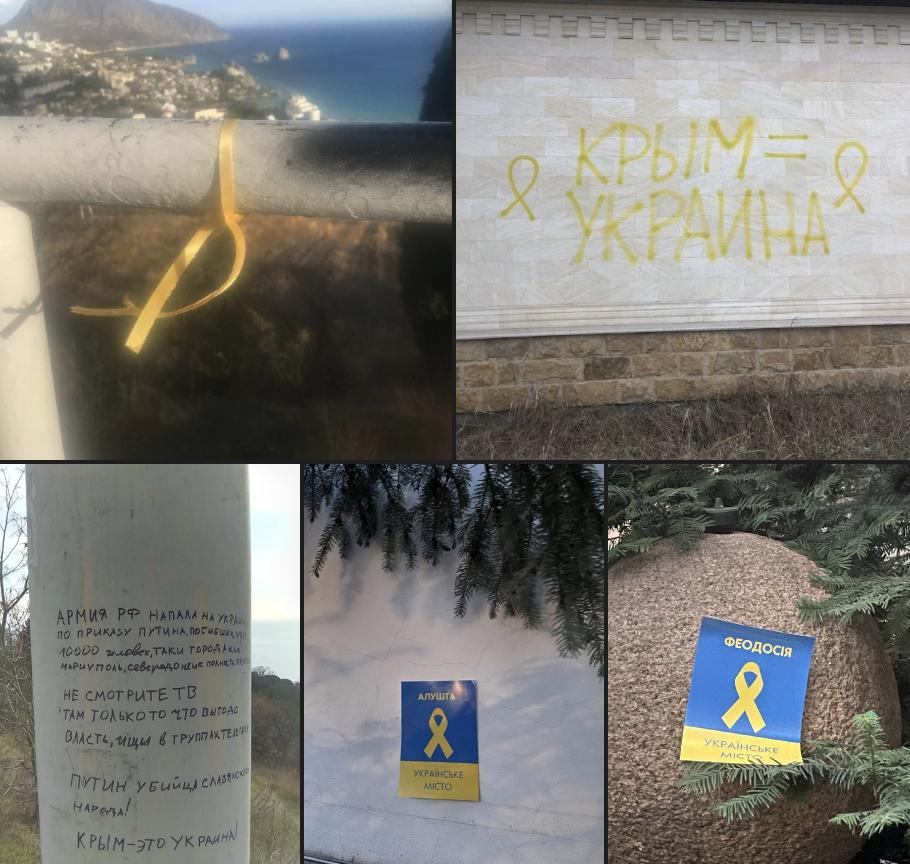 У різних містах окупованого Криму активісти розклеїли проукраїнські листівки