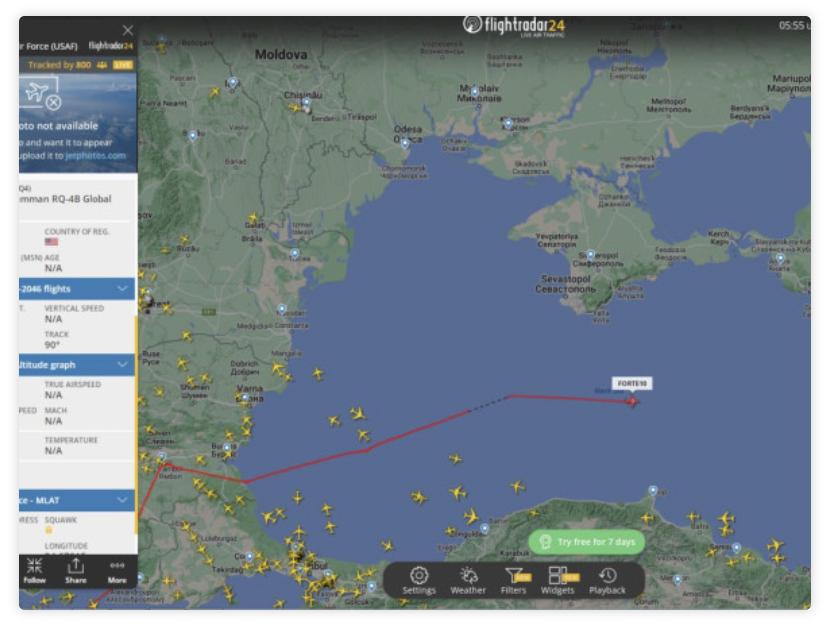 Американський БПЛА помічений у небі над Чорним морем