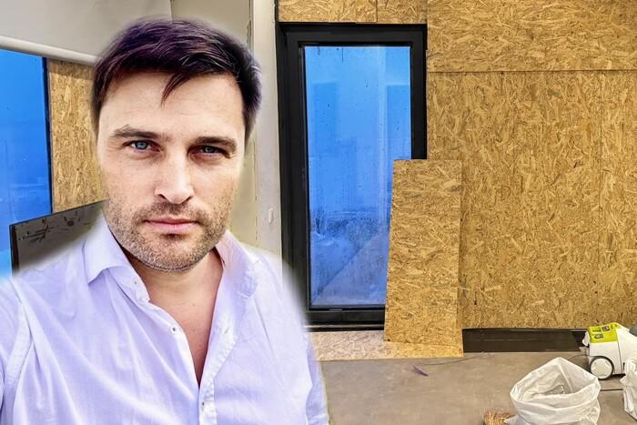 Ведучий телемарафону «Єдині новини» за день відновив свою квартиру після влучання російського дрону (ФОТО)