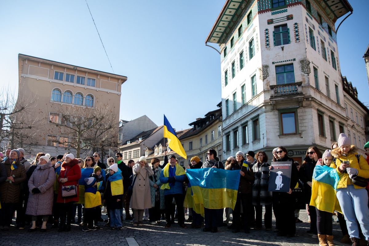 Українці у Словенії протестували проти російських обстрілів