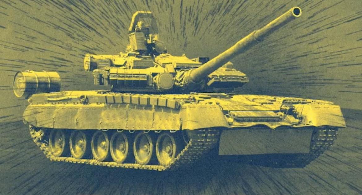 Українські військові за допомогою дрона-камікадзе знищили російський танк Т-80ВМ