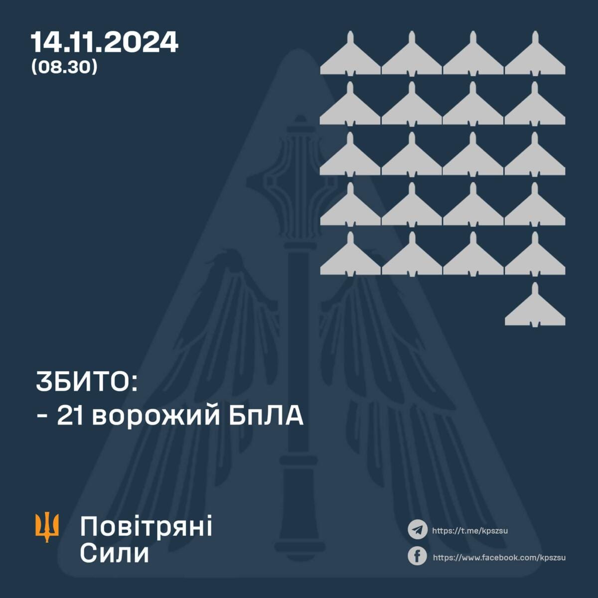 Жоден з російських дронів не досягнув своєї цілі цієї ночі – ПС ЗСУ
