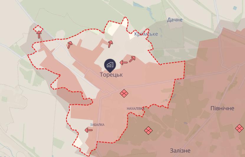 Частина окупованого Торецька під вогневим контролем ЗСУ
