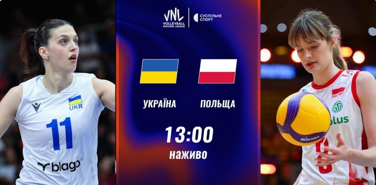 Пряма трансляція матчу жіночої Ліги націй з волейболу Україна — Польща